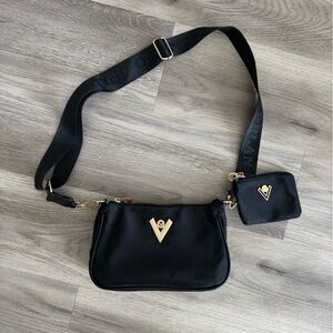 Valentino Orlandi Black Crossbody Bag with Gold Accents